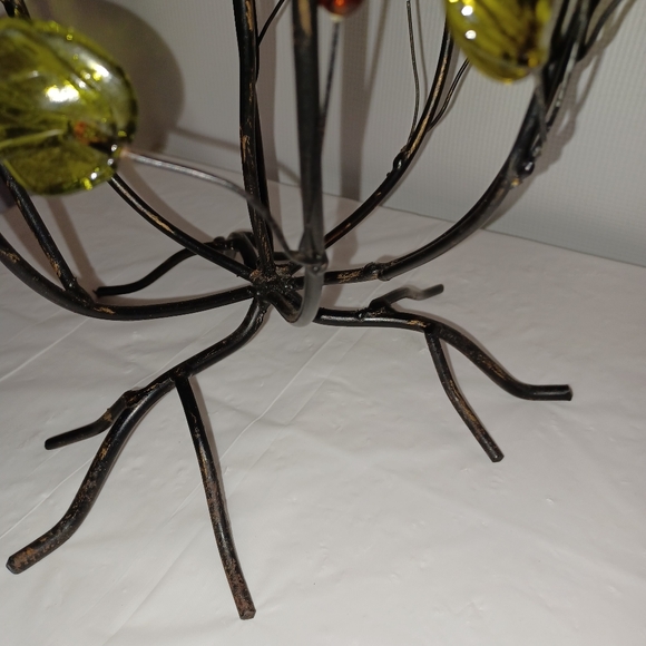 Elegant Vintage Floral Glass & Wrought Iron Tealight Holder Art Sculpture Decor - Picture 11 of 12